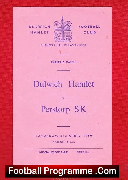 Dulwich Hamlet v Perstorp SK 1960 – Sweden Team Friendly Match
