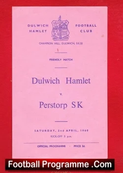 Dulwich Hamlet v Perstorp SK 1960 – Sweden Team Friendly Match