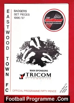 Eastwood Town v John Player 1996 - football programme