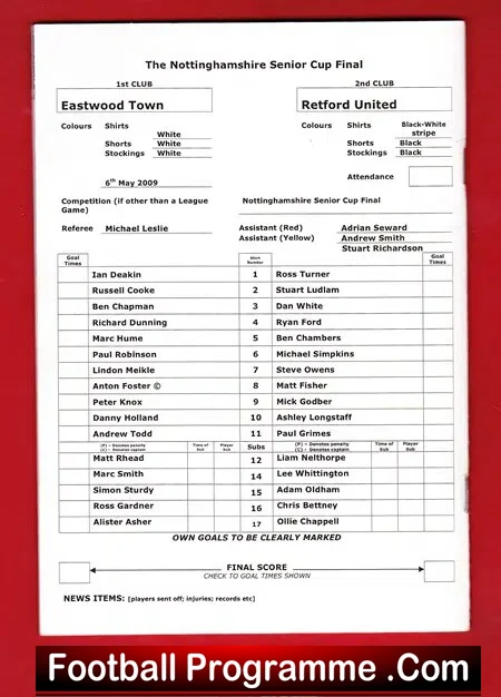 Eastwood Town v Retford United 2009 - Notts Senior Cup Final