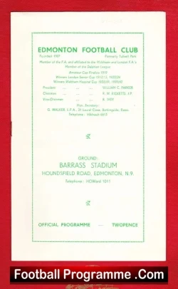 Edmonton v Enfield 1962 – Barrass Stadium