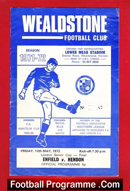 Enfield v Hendon 1972 – London Senior Cup Final Wealdstone