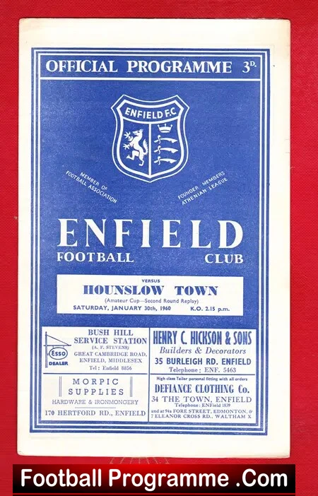 Enfield v Hounslow Town 1960 – Amateur Cup Replay