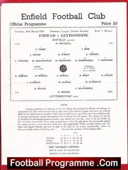 Enfield v Leytonstone 1965 - Single Sheet Programme - football programme