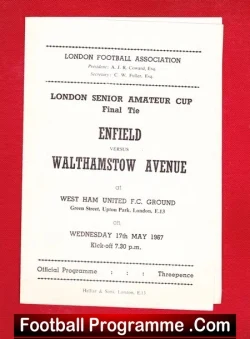 Enfield v Walthamstow Avenue 1967 - Amateur Cup Final - football programme