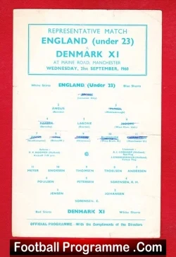 England v Denmark 1960 – Under 23 Bobby Moore Debut First 1st