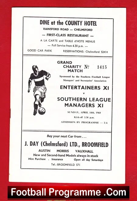 Entertainers v Southern Managers 1968 – Chelmsford City