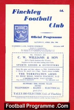 Finchley v Enfield 1961 – Official Football Programme