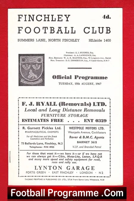 Finchley v Hendon 1967 – Public Trial Match