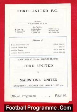 Ford United v Maidstone United 1963 - Amateur Cup - football programme