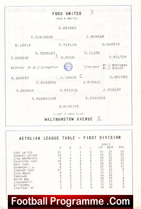 Ford United v Walthamstow Avenue 1960 - London Senior Cup