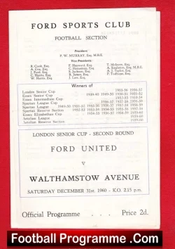 Ford United v Walthamstow Avenue 1960 – London Senior Cup
