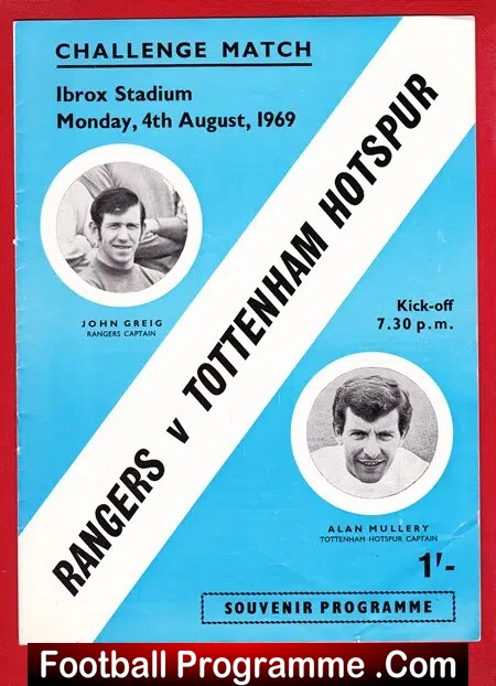 Glasgow Rangers v Tottenham 1969 Ibrox Challenge Match Scotland