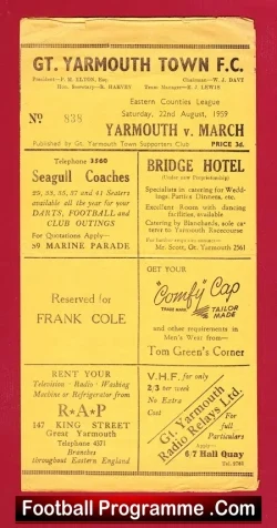 Great Yarmouth v March Town 1959 – Eastern Counties League