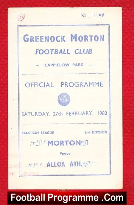 Greenock Morton v Alloa Athletic 1960