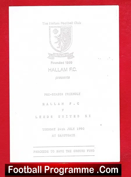 Hallam v Leeds United 1990 – Pre Season Friendly Match
