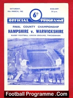 Hampshire Rugby v Warwickshire 1962 - County Championship Final - rugby programme