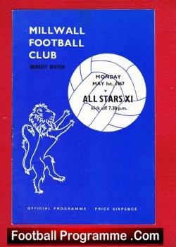 Harry Cripps - Gilchrist Wilson Testimonial Benefit Millwall 67 - football programme