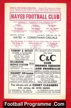 Hayes v Corinthian Casuals 1964 - football programme