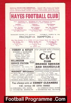 Hayes v Hampton 1964 – Middlesex Charity Cup Semi Final