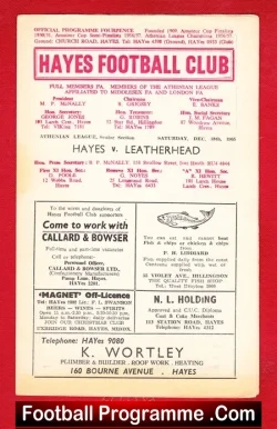 Hayes v Leatherhead 1965 - football programme