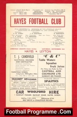 Hayes v Leyton 1965 - football programme