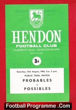 Hendon Probables v Hendon Possibles 1964 – Public Trials Match
