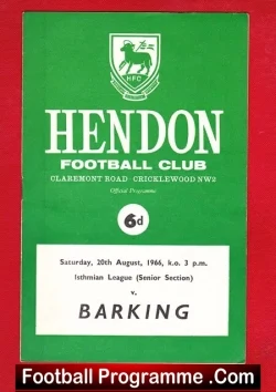 Hendon v Barking 1966