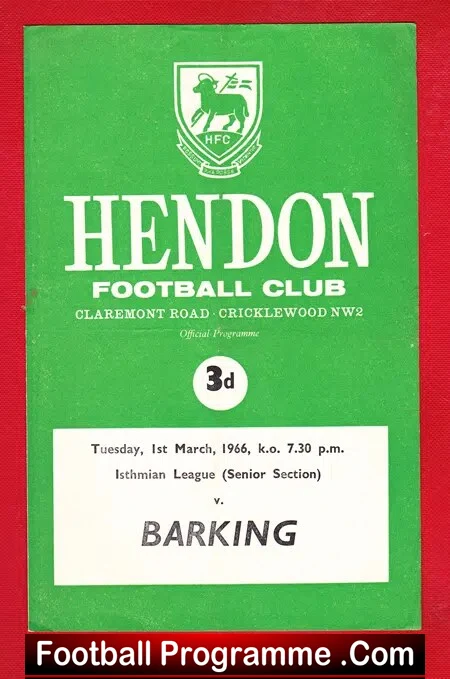 Hendon v Barking 1966