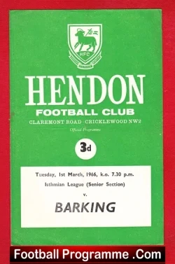 Hendon v Barking 1966