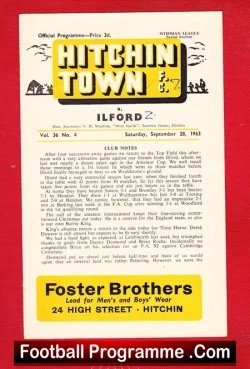 Hitchin Town v Ilford 1963 - football programme