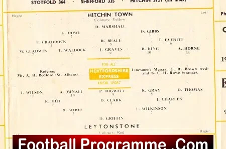 Hitchin Town v Leytonstone 1964