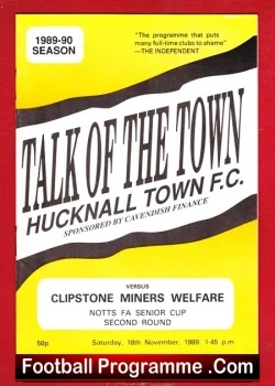 Hucknall Town v Clipstone Miners Welfare 1989 - football programme