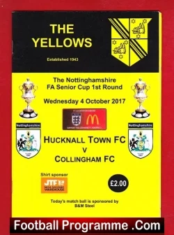 Hucknall Town v Collingham 2017 - football programme