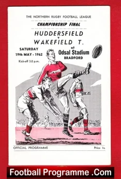 Huddersfield Rugby v Wakefield Trinity 1962 Challenge Cup Final