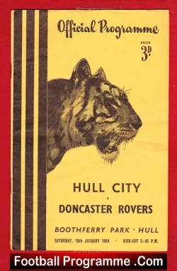 Hull City v Doncaster Rovers 1954 - football programme