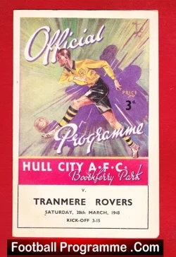 Hull City v Tranmere Rovers 1948 – 1940s Programme
