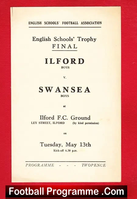 Ilford Boys v Swansea Boys 1952 – School Shield Cup Final