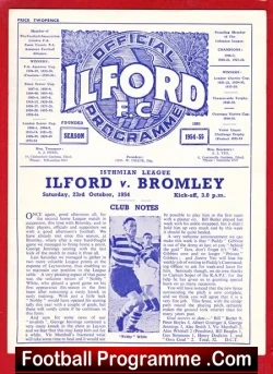 Ilford v Bromley 1954 - Isthmian League - football programme