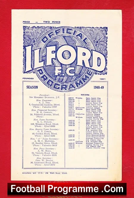 Ilford v Chingford Town 1948
