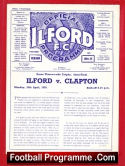 Ilford v Clapton 1955 - Essex Trophy Semi Final - football programme