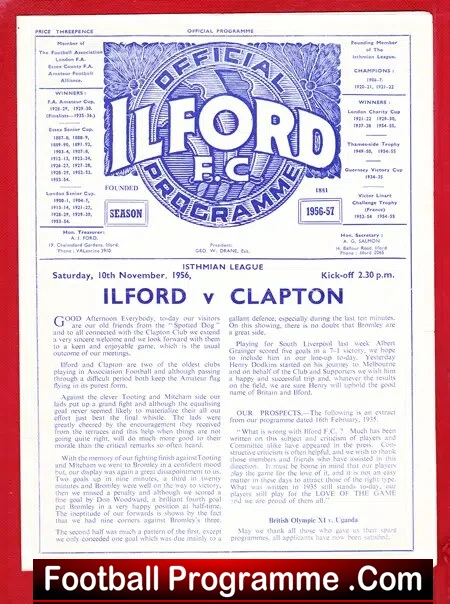Ilford v Clapton 1956
