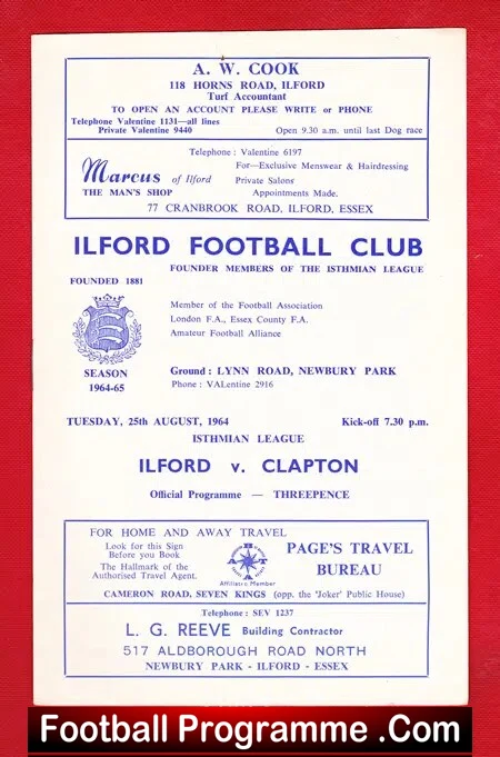 Ilford v Clapton 1964