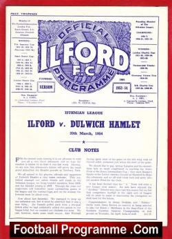 Ilford v Dulwich Hamlet 1954 - Isthmian League - football programme