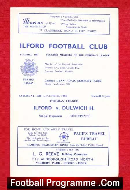 Ilford v Dulwich Hamlet 1964