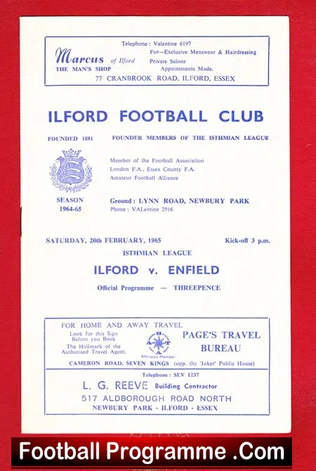 Ilford v Enfield 1965