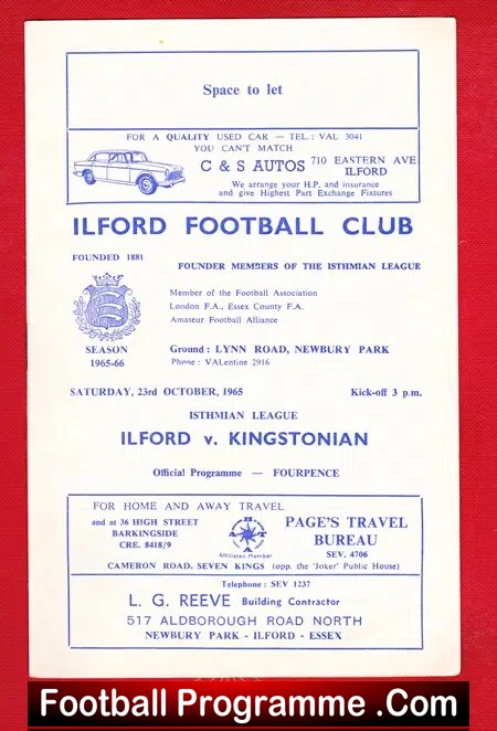 Ilford v Kingstonian 1965