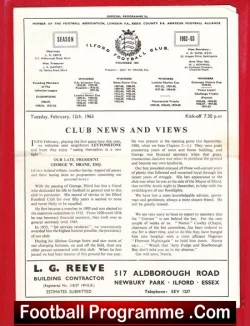 Ilford v Leytonstone 1963 - football programme