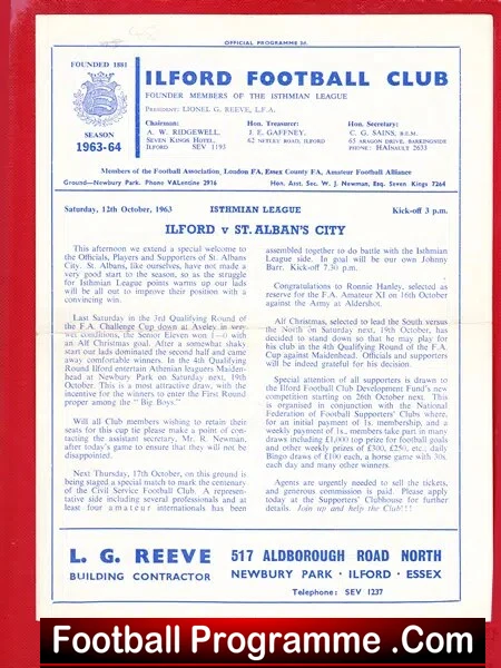 Ilford v St Albans City 1963