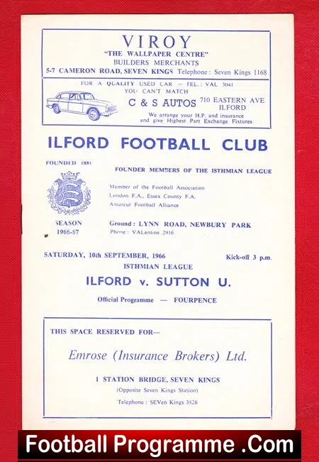 Ilford v Sutton United 1966
